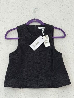 Elizabeth and James Black Textured Sleeveless Tank